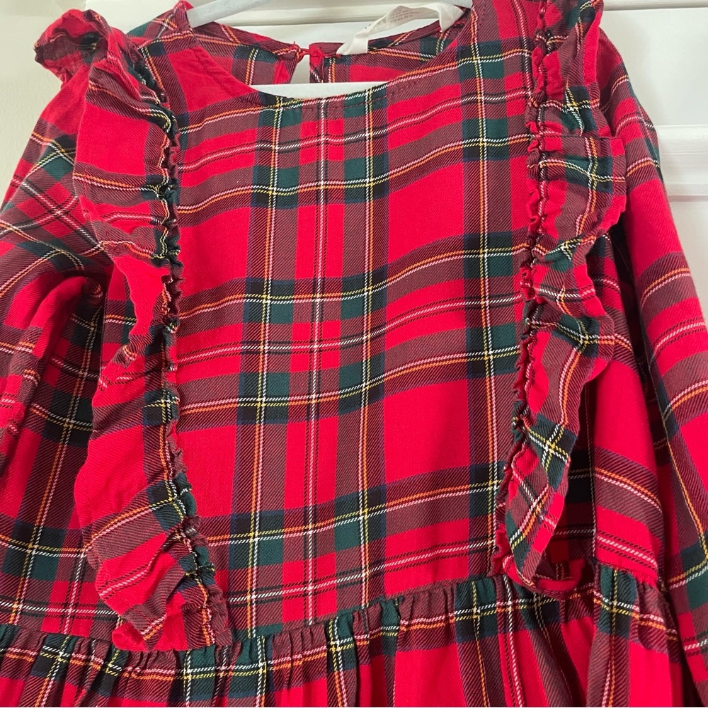 H&M Christmas red tartan plaid toddler girl's dress bundle size 3-4 - Picture 6 of 13